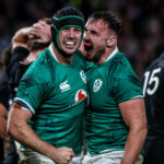 Ireland team celebrate winning against New Zealand