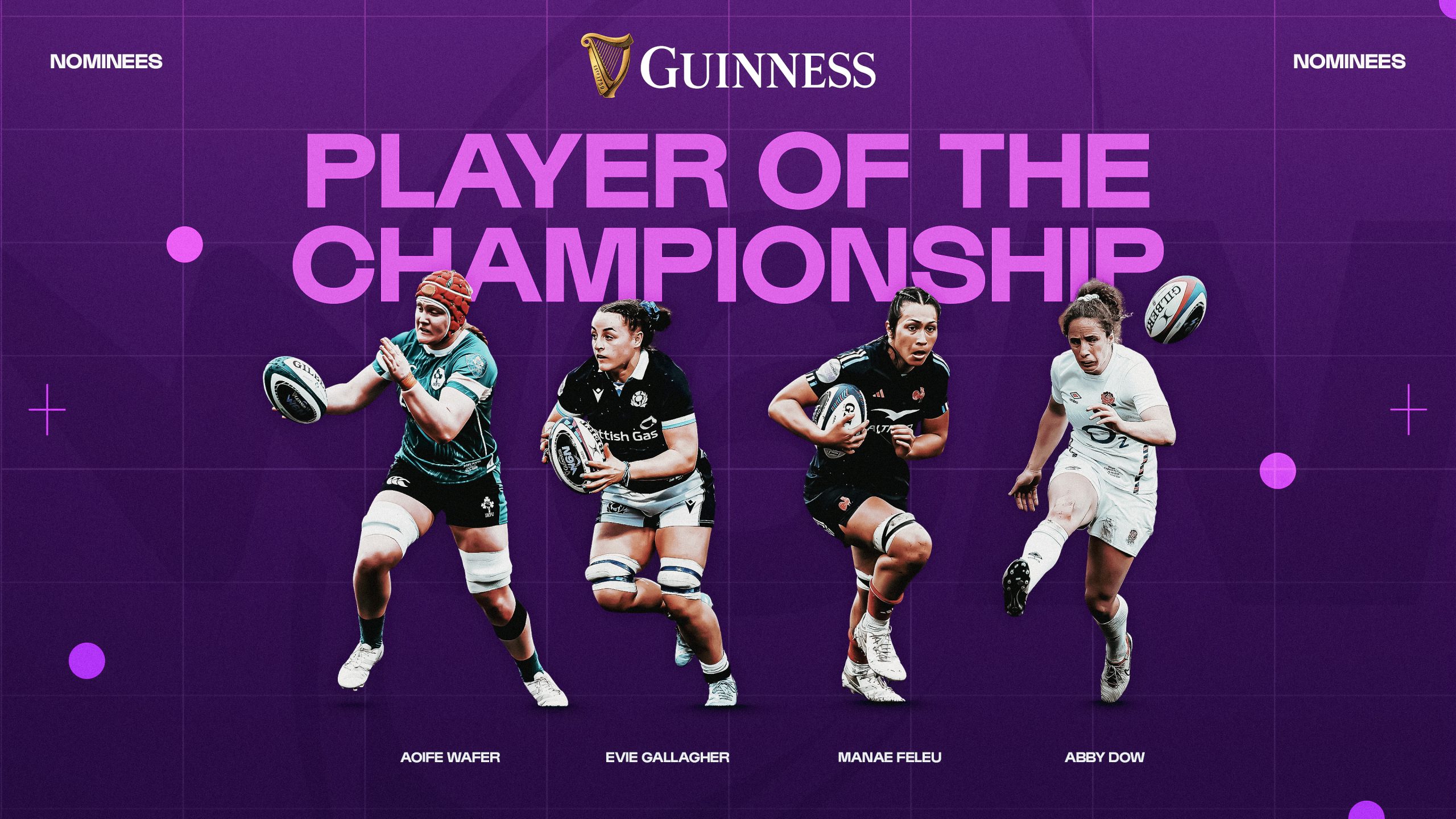 Shortlist of four nominees confirmed for the 2025 Guinness Women’s Six Nations Player of the Championship award