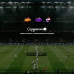 Graphic announcing the new partnership between Six Nations Rugby and Capgemini, with brand logos in the foreground and a Six Nations Rugby match taking place behind.